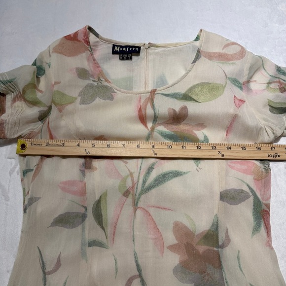 Vintage Monsoon Floral Midi Tea Dress Cottagecore Romantic Boho Size 6/Small - Picture 8 of 9